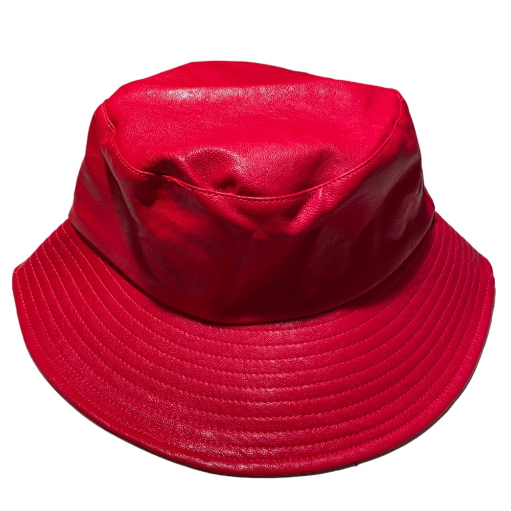 Anthropologie Red Vegan Leather Bucket Hat